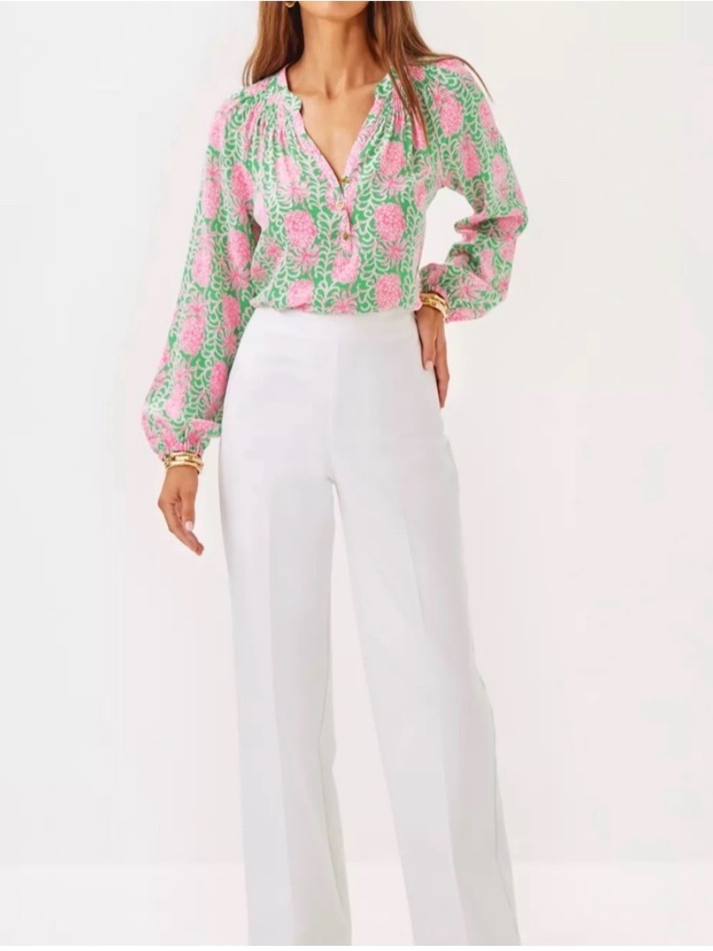Lilly Pulitzer White High-Waist Wide-Leg Pants